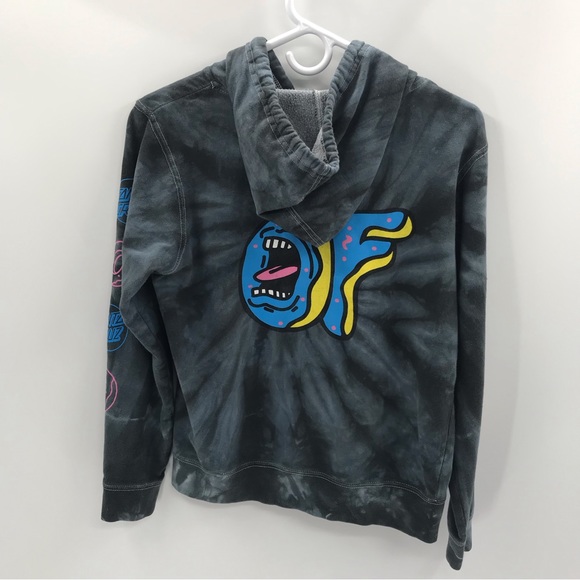 Santa Cruz x Odd Future Hoodie Tie Dye Crop Donut Skateboard Medium - Picture 2 of 7